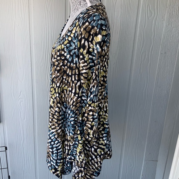 ❌📂PREMISE TUNIC TOP Abstract Floral  3/4 Slv L - Picture 4 of 6